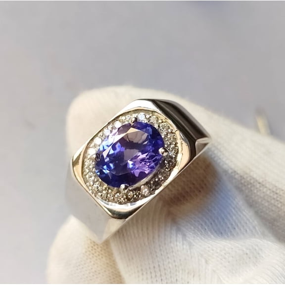 Natural Blue Tanzanite 925 Sterling Silver Ring,Engagemant Ring, Birthstone Rings for Women, Gift For Her