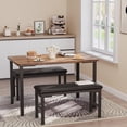 thumbnail image 1 of 3-Piece Dining Table Set, Rectangular Kitchen Dinette Set with 2 Upholstered Benches, MDF & Metal Frame, Space-Saving Furniture for Dining Room, Breakfast Nook and Apartment, Retro, 1 of 6