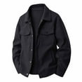 thumbnail image 2 of Domuza Shirt Jacket Men Casual Stylish Long Sleeve Button Up Corduroy Jackets Fall Winter Shacket Relaxed Fit Quilted Coat with Pockets Black L, 2 of 5