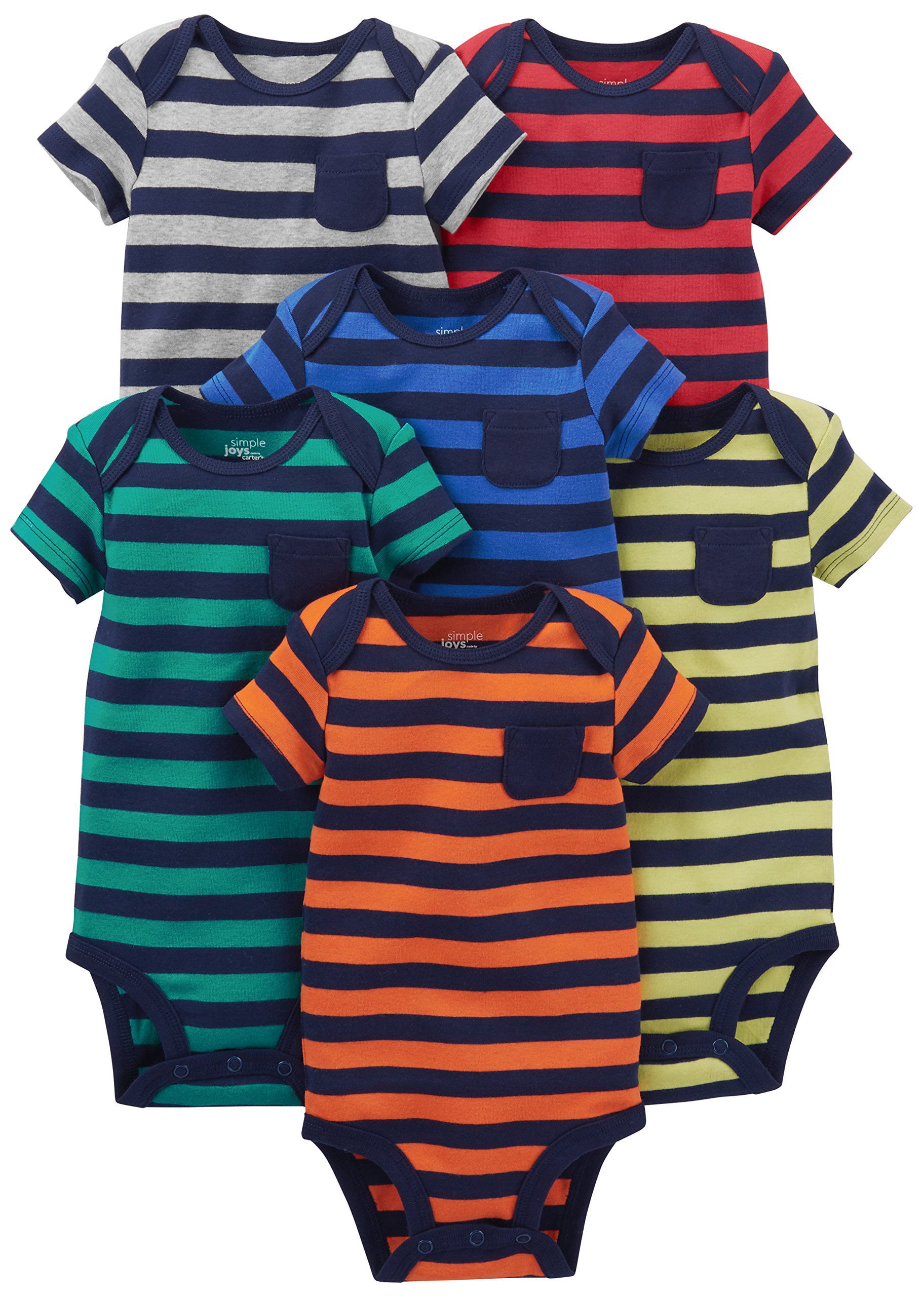 Simple Joys by Carter's Baby Boys' 6Pack ShortSleeve Bodysuit Preemie Stripes