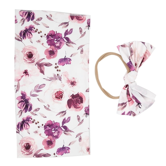 Manta Receptora Para Recién Nacido, Conjunto De Diadema Con Estampado De Flores, Mantas Receptoras Para Bebé