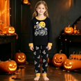 thumbnail image 2 of CAIVO Kids Halloween 2 Piece Pajama Sets Skeleton Pumpkin Print Long Sleeve O-Neck Tops & Pants Boys Girls Soft Sleepwear Pyjamas, 2 of 4