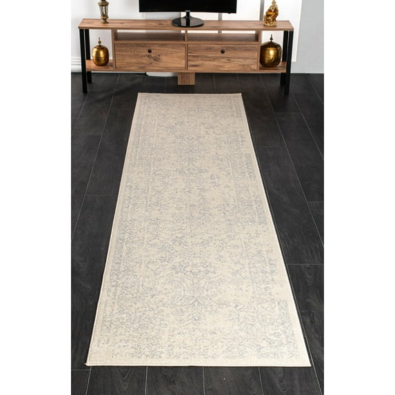 LaDole Rugs Persian Floral Traditional Room Decor Runner Rug - Amazing Premium 2x9 Carpet for Living Room, Bedroom, Balcony, Entrance, and Hallway - Cream and Grey, 3x10 (2'7" x 9'10", 80cm x 300cm)