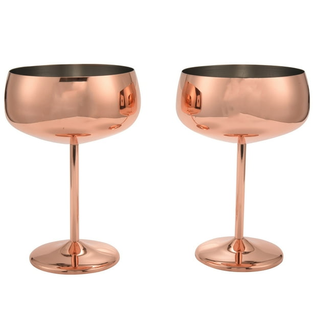 Copper Coupe Champagne Glasses Set of 2 Stainless Steel Vintage Martini