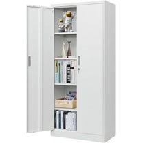 Metal Storage Cabinet, 72" Garage Metal Cabinet with Doors, 4 Adjustable Shelf Height & Steel Lockable Storage Cabinet, Tool Cabinets for Office, Home, Gym, School and Kitchens.