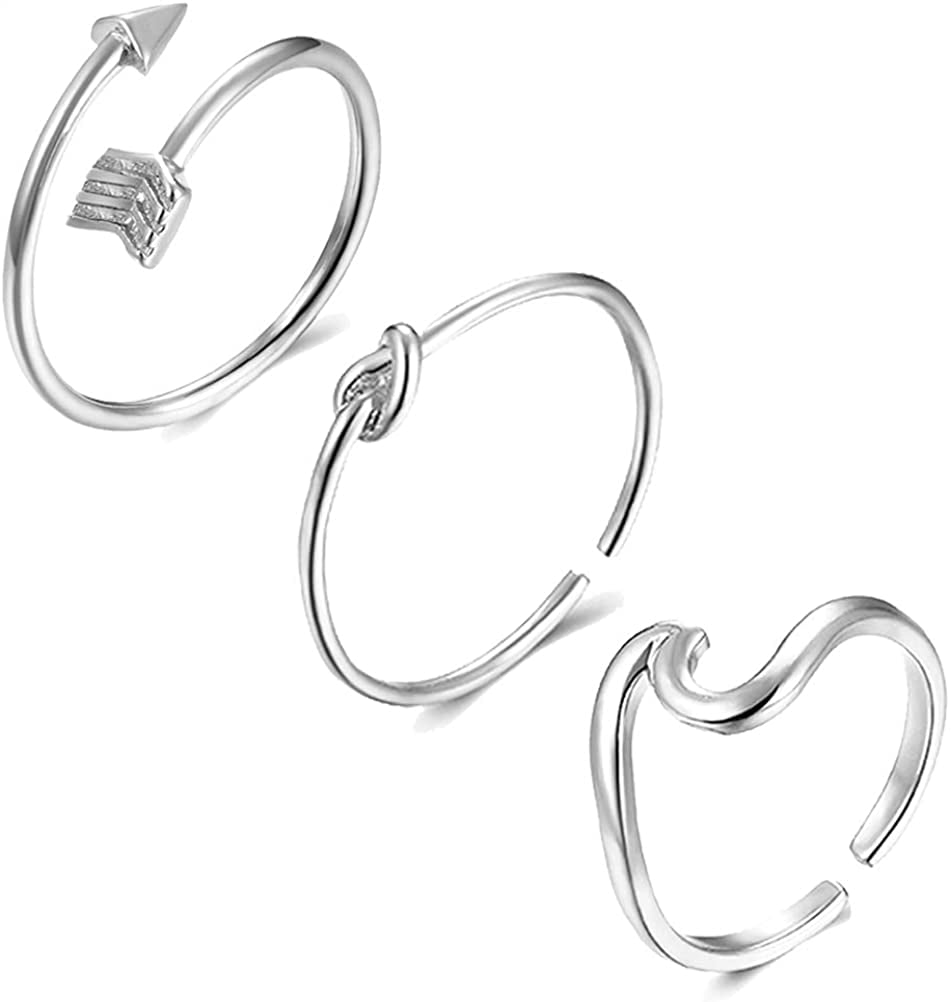 Wave Rings Arrow Ring Adjustable Rings for Women Vsco Rings Love Knot Ring V Ring Silver Gold Rose Gold Rings for Teen Girls 