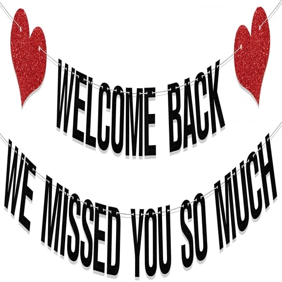 CCOCC 2026 New Welcome Back We Missed You So Much Decor,Family Party Welcome Home Banner,Missed You So Much Party Supplies Black Red