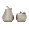thumbnail image 3 of Deco 79 59716 Exceptional Ceramic Pear Apple, Set of 2, Silver, 3 of 5