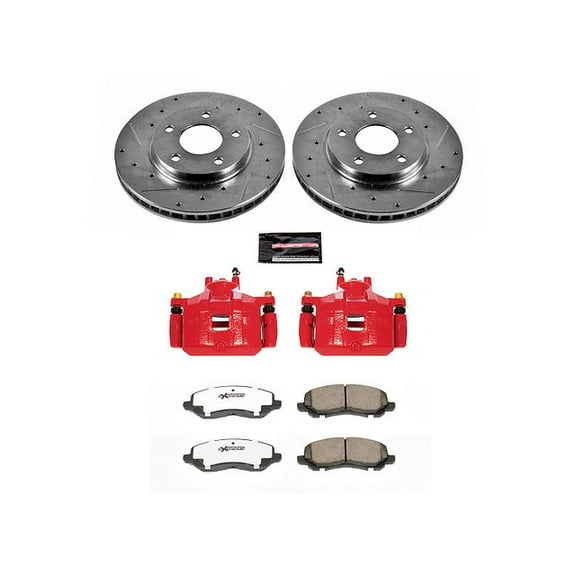PowerStop Front Z26 Street Warrior Brake Pad and Rotor Kit with Red Powder Coated Calipers Fits: MITSUBISHI Select Models KC2992A-26