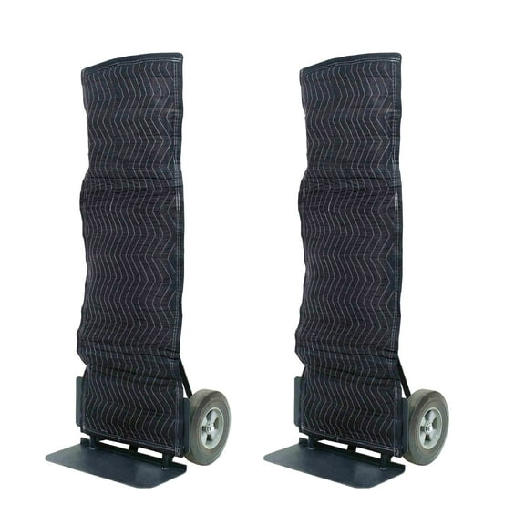 (2 Pack) Padded Hand Truck Cover - Square Top, Moving Supplies, Black Moving Pad - Woven Cotton/Poly - 50" x 16"