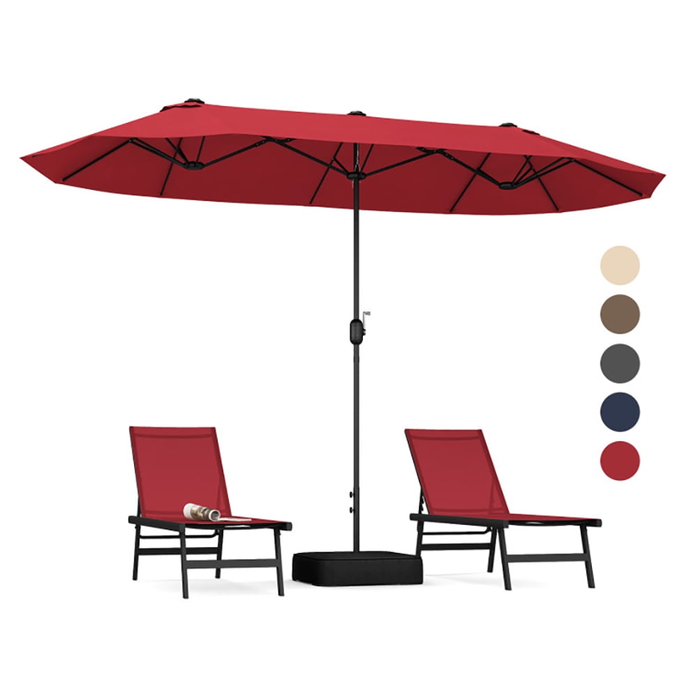 Aimee Lii 13 Feet Double-Sided Patio Twin Table Umbrella with Crank Handle, Sunbrella Patio Umbrellas, Red