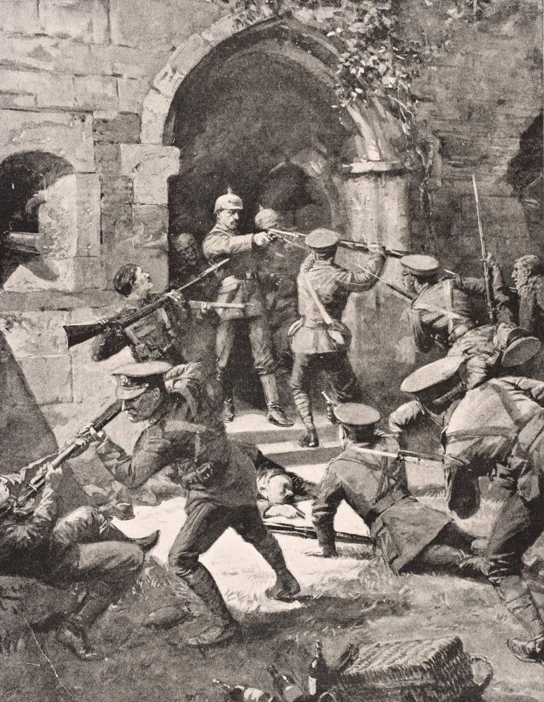 Hand To Hand Fighting As British Troops Attack German Defenders Of Chateau Dhooge Near Ypres Belgium 1915 From The War Illustrated Album Deluxe Published London 1916 Canvas Art - Ken Welsh Design Pic