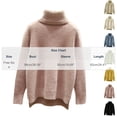 thumbnail image 2 of MexChoioe Women's Sweaters Turtleneck Fuzzy Plush Knit Long Sleeve Hi‑Lo Hem Pullover for Women, 2 of 6