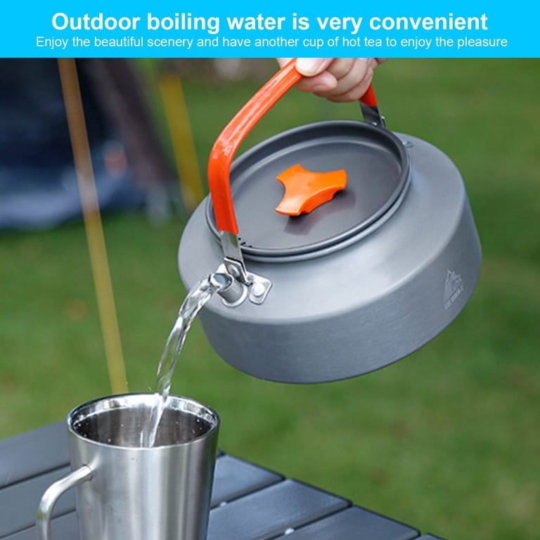 Hard Anodized Aluminum Camping Kettle, 1.1L Portable Outdoor Water