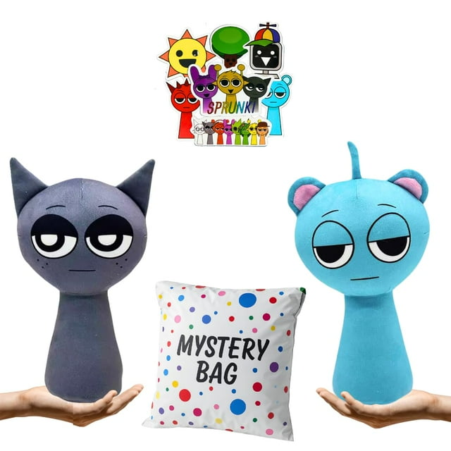 Peluche Sprunki de 30 cm con 50 pegatinas y bolsa de regalo para niños