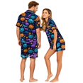 thumbnail image 4 of Halloween Couple Pajamas Matching Sets Halloween Pj Set Spooky Pajamas Women Halloween Pajamas Button Up Pajamas Matching Pajamas for Couples 2 Piece Lounge Set Button Down Pajama, Green, XL, 4 of 5
