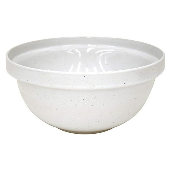 Large Ceramic Mixing Bowl - 6.6Qt | Fattoria Collection - White | Stoneware | Food Safe Glazing | Microwave & Dishwasher Safe | Restaurant Quality for Bread Making