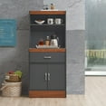thumbnail image 2 of Hodedah 54" Tall Open Shelves 2-Door 1-Drawer Wooden Kitchen Cabinet in Gray-Oak, 2 of 3