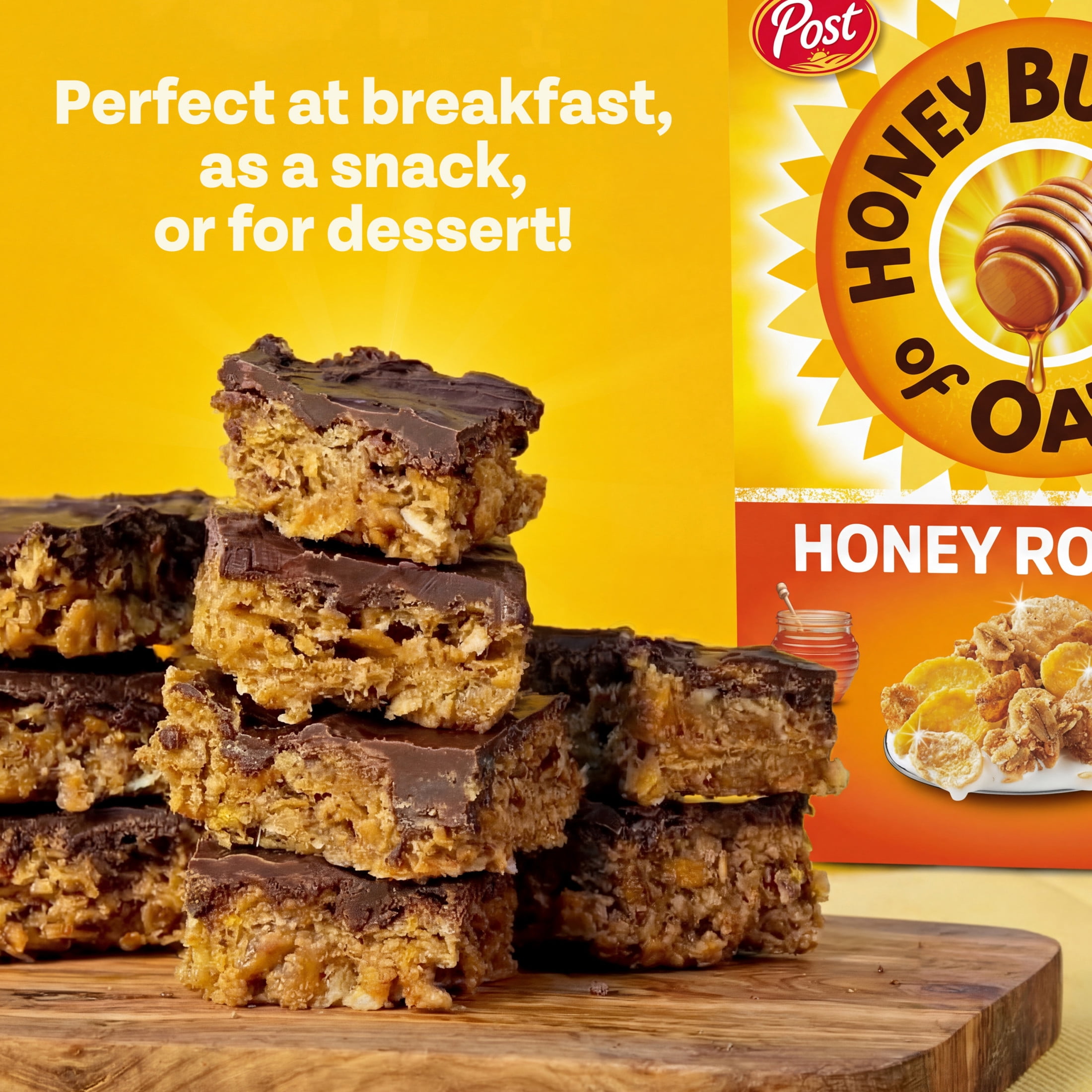 (4 pack) Honey Bunches of Oats Honey Roasted Breakfast Cereal, 12 oz Box