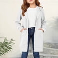 thumbnail image 5 of Girls Long Zip Up Hoodie Jacket, Teen Casual Loose Long Sleeve Hooded Sweatshirt Coat with Front Pockets, Kids Solid Lightweight Outerwear for Daily Outdoor School Wear(White,13-14 Years), 5 of 6