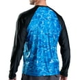 thumbnail image 3 of Aqua Design Rash Guard Men Long Sleeve Thumb Hole UPF 50+ Rashguard Swim Shirts: Royal Ripple/Black size X-Small, 3 of 6
