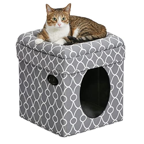 Midwest Homes for Pets 137-GYG Cat Cube, Cozy Cat House/Cat Condo, Gray Single Story, Small