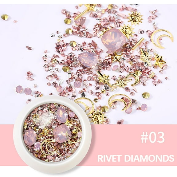 BGZLEU Nail Art Rhinestones, Metal Nail Art Studs, Mixed Diamond Rivet Nail Art Design, 3D Glitter Gem Crystal Supplies for Women Girls Manicure Charms Decorations DIY Nail Art Tips Nail Jewels