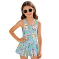 thumbnail image 4 of COEQINE Girls One Piece Swimsuit with Skirt Sleeveless Cute Skirted Bathing Suit Hawaiian Swimwear for Kids 3-4 Years, Summer Swim Dress for Water Play, Easter Egg Butterfly Tulip Blue, 4 of 8