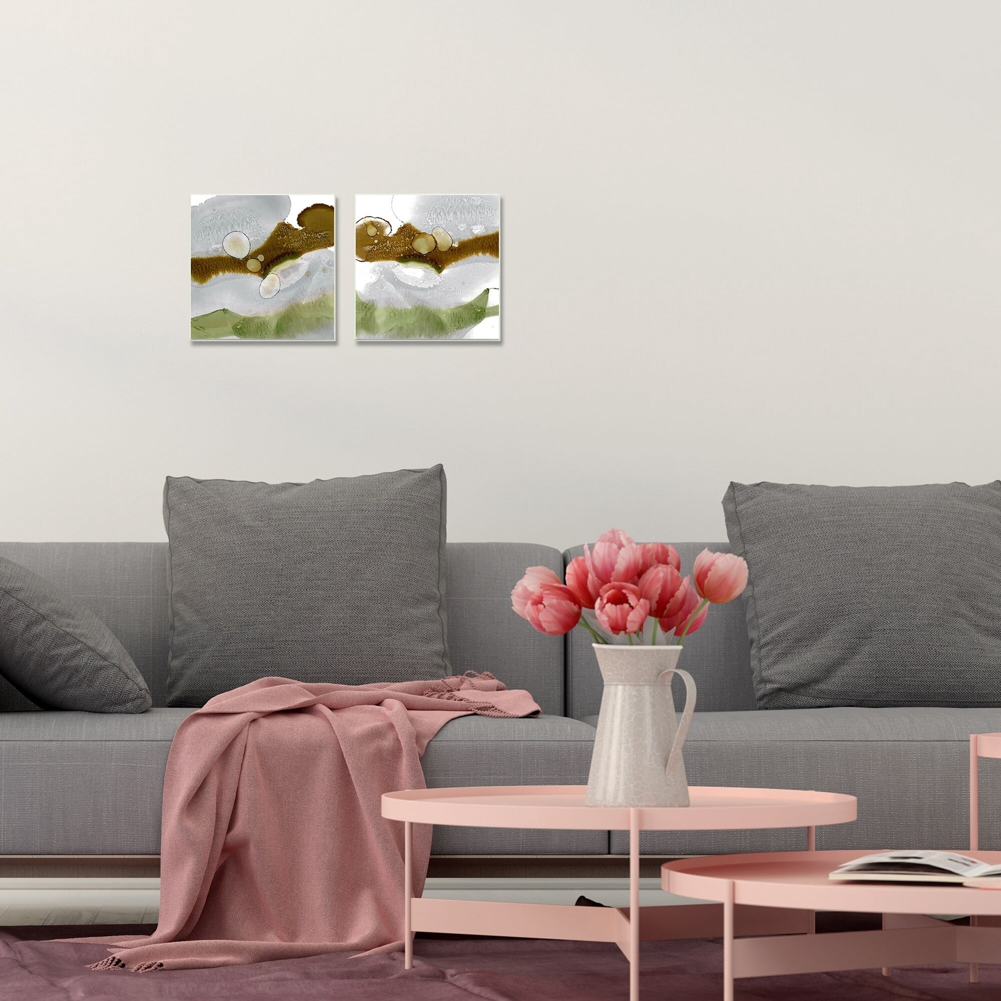 Stupell Home Décor Gold Green Liquid Abstract Paintings Canvas Wall Art by Ethan Harper