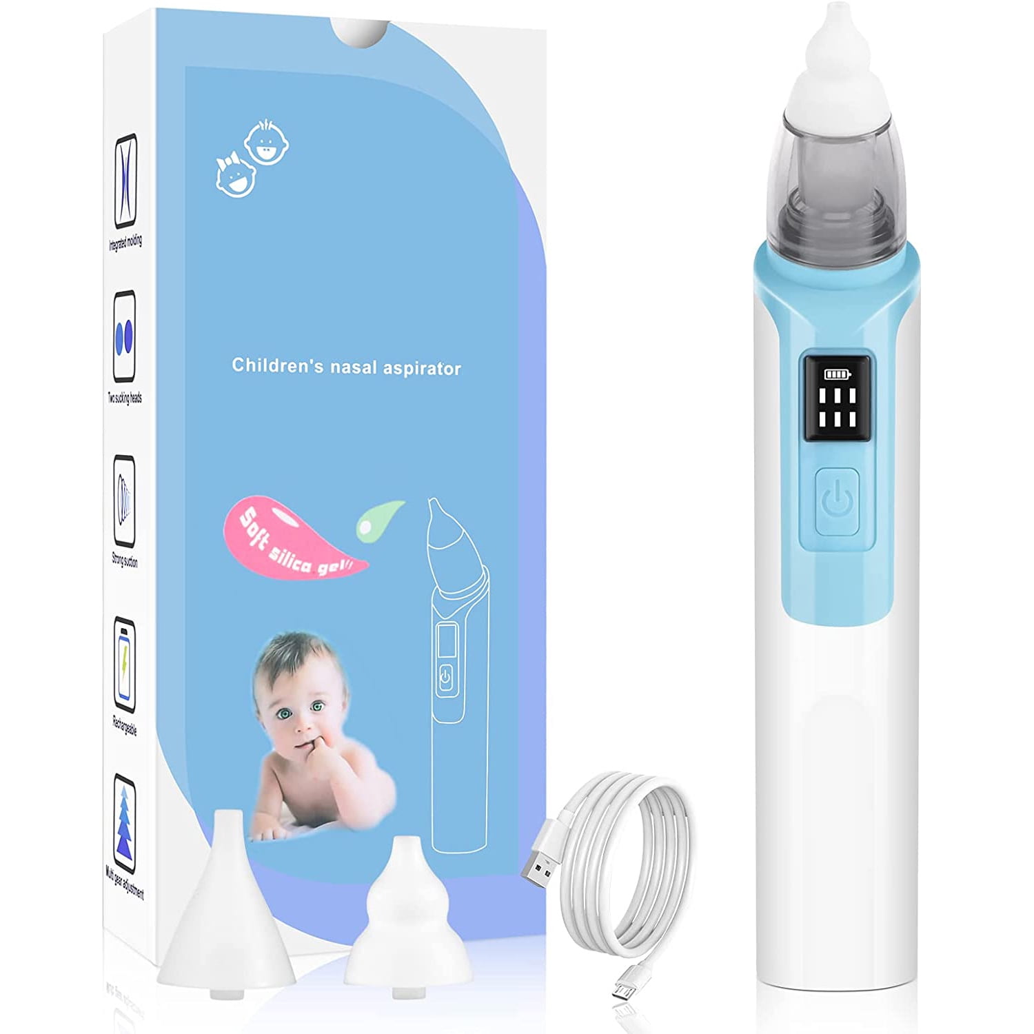 Baby Nasal Aspirator, Bivni Nose Booger Sucker for Baby Infants Toddlers,  USB Rechargeable Snot Sucker with Adjustable 3 Levels Suction Modes, 8  Light Modes & Adjustable Volume Nursery Rhymes 
