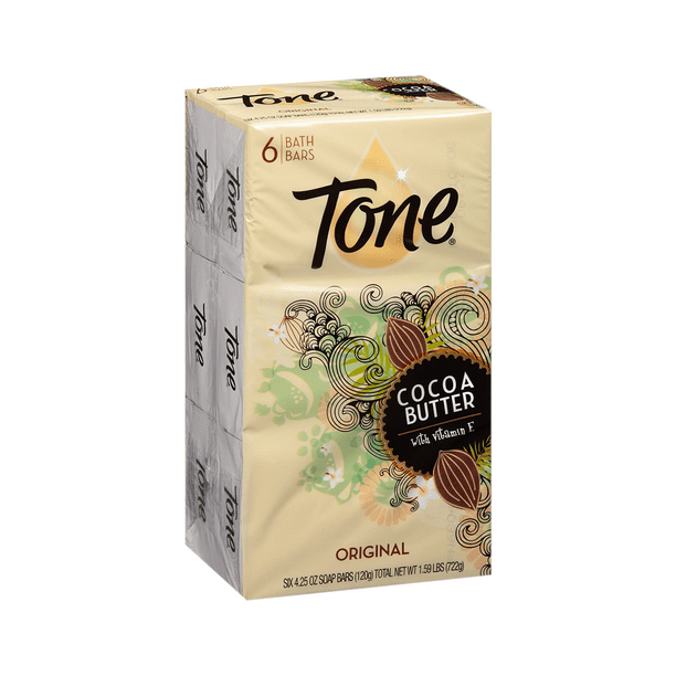 Tone Bath Bar Soap, Cocoa Butter Original Scent, 4.25 Ounce, 6 Bars