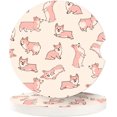 thumbnail image 1 of SPEKSEE Cute Corgi Dogs Print Ceramic Car Interior Coasters 2 Pack, Anti Slip 2.56 Inch Absorbent Cup Mat Interior Accessories Fit for Most Cars, 1 of 7
