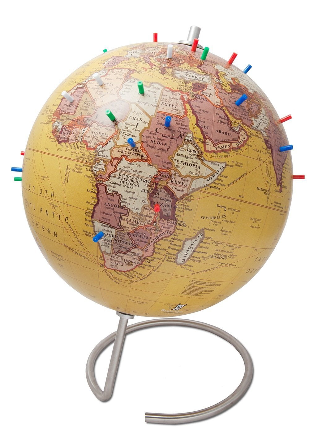 Perfect as Office Desk Globe Bullseye Office Topographic Magnetic Globe or Travelers Globe NEW Lacquer Finish Standing World Globe with Magnetic Pins Geography Classroom Globe Kids or Adults