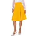 thumbnail image 4 of INSPIRE CHIC Women's Solid Vintage High Elastic Waist Button Decor Flared Midi Skirt S Yellow, 4 of 4