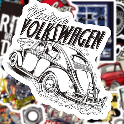 Hot Rod Classic Car 50 PCS Laptop Sticker Hot Rod Classic Car Theme Stickers Waterproof Vinyl Scrapbook Stickers Car Motorcycle Bicycle Luggage Decal