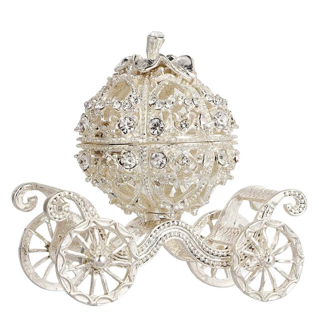 Pumpkins Carriage Crystals Trinket Jewelry Box Rhinestones Collectible Figurine Jewelry Display Holder for Storing Rings