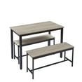 thumbnail image 3 of Syngar Dining Room Table Set for 4 Person, 3 Piece Kitchen Table Set with 2 Benches, Home Wooden Table and Bench Set, Modern Breakfast Table Set for Small Spaces, Gray, 3 of 6