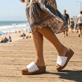 thumbnail image 3 of Women’s Platform Wedge Slide Sandals Cushioned Open Toe Slip On with Studded Strap, 3 of 5