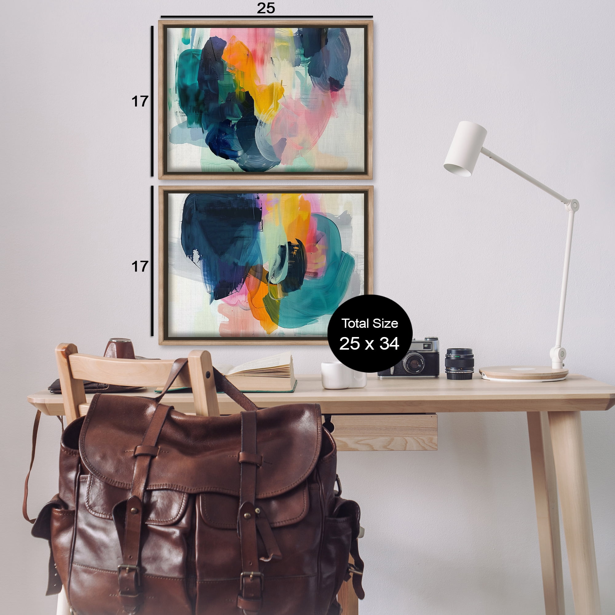 Stupell Industries Modern Restless Abstract Abstract Painting Brown Floater Framed Canvas Art Print Wall Art, 25 x 17, Set of 2