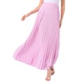 thumbnail image 4 of Falda Maxi Plisada de Cintura Alta Elástica con Cinturón Fluyente A-Line L Rosa Rosa, 4 of 6