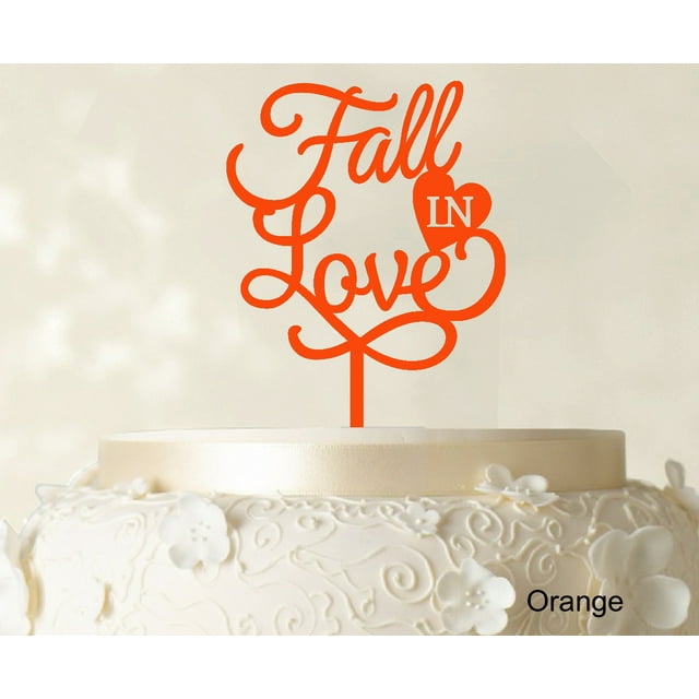 Fall In Love Wedding Cake Topper Personalized Orange Cake Topper Cake Decoration Option Available 6-7 Inches Wide