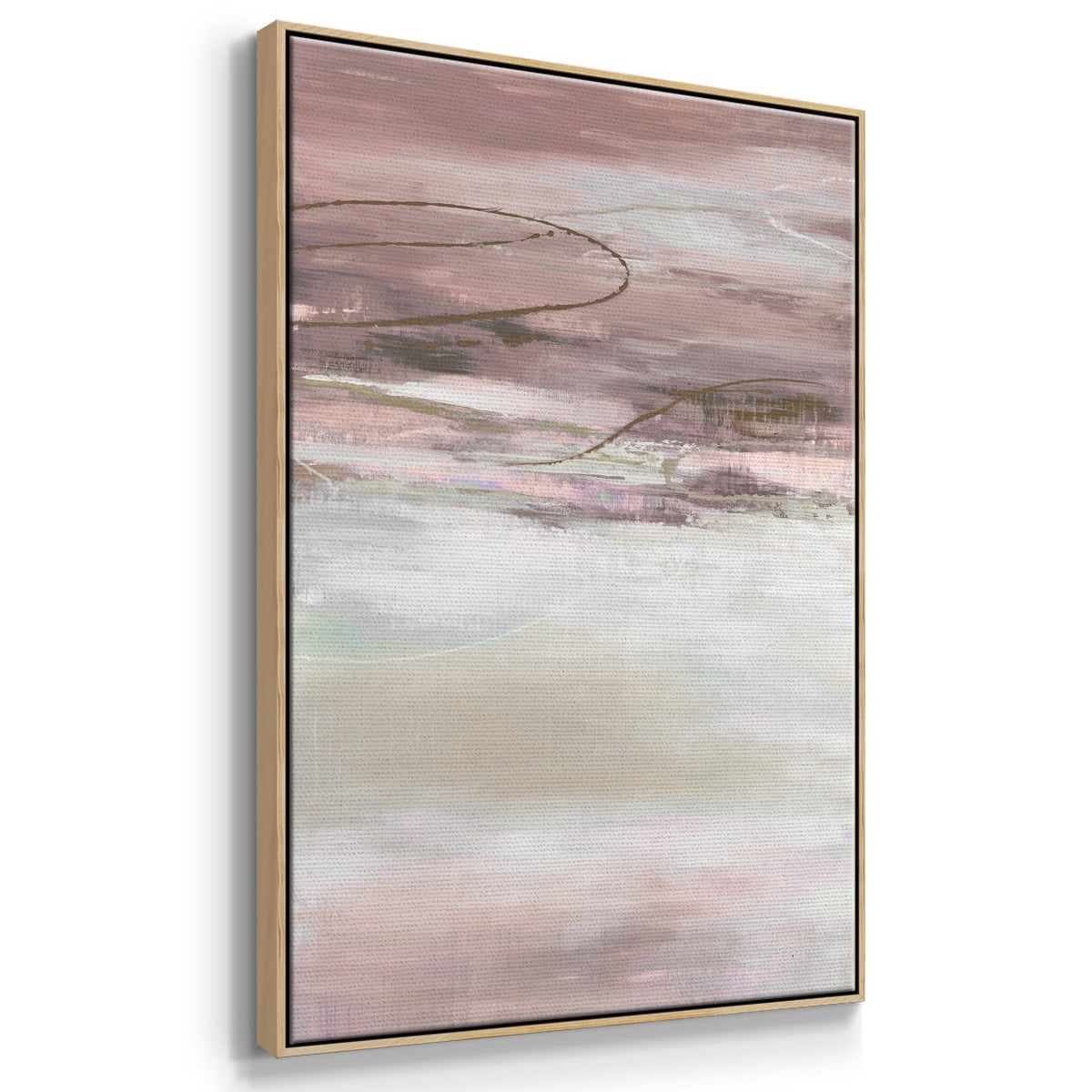 Geo Cache in Pale Framed Premium Gallery Wrapped Canvas - Ready to Hang - 25 x 37 - Natural Wood Floating Frame