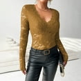 thumbnail image 6 of Women's Floral Embroidery Eyelet Lace Crew Neck Long Sleeve Top, 6 of 8
