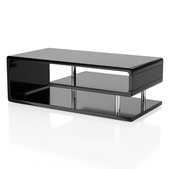 Furniture of America Lazer Geometric Wood Coffee Table in Glossy Black
