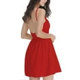 thumbnail image 2 of FANCYINN Women’s Red Short Dress Spaghetti Strap Backless Mini Skater Juniors Graduation Dresses Red XL, 2 of 6