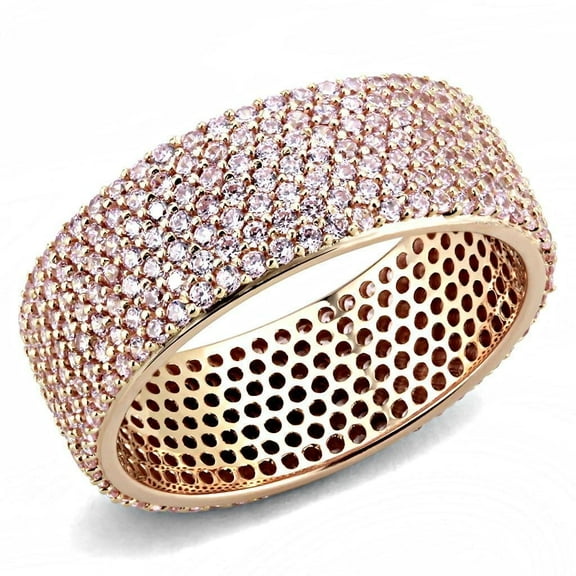 TS612 - Rose Gold 925 Sterling Silver Ring with AAA Grade CZ in Light Rose