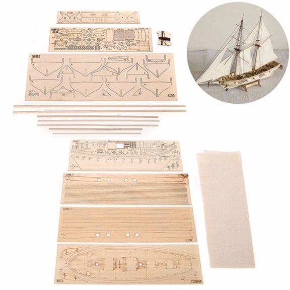 7 Uds. De piezas de bronce, Kit de barco velero de madera, modelo DIY para el hogar, decoración, barco, regalos, juguete para niños