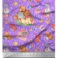 thumbnail image 1 of Soimoi Purple Velvet Fabric Teddy Bear & Hearts Kids Printed Craft Fabric by the Yard 58 Inch Wide, 1 of 3