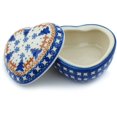 thumbnail image 2 of Polish Pottery 3½-inch Heart Shaped Jar (Winter Snow Theme) Hand Painted in Boleslawiec, Poland + Certificate of Authenticity, 2 of 6