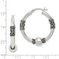 thumbnail image 5 of Sterling Silver Antiqued Hoop Earrings (33 X 33) Made In India qe6861, 5 of 6